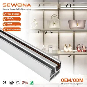 Factory Direct Grey Wire Free Conductive LED Magnetic Track Rail Cabinet Light System for Supermarket Shelves Display Showcase