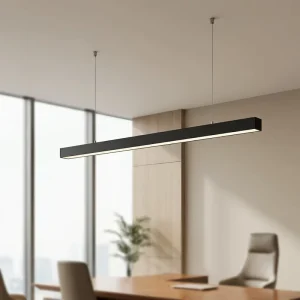 Factory Direct IP20 PC Surfaced Mounted 48W LED Linear Hanging Lamp Rectangle Pendant Light for Office Shopping Mall Supermarket