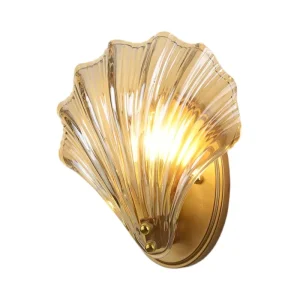 Factory Direct Modern New Scallop Glass Wall Lamp LED for Indoor Bedroom Bed Corridor Staircase Decorative Copper Wall Lamp