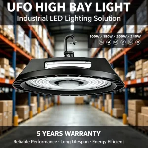Factory Direct Supply 100W UFO High Bay Light Warehouse IP65 Waterproof Pure Aluminum Microwave Sensor 160lm/W High Efficiency