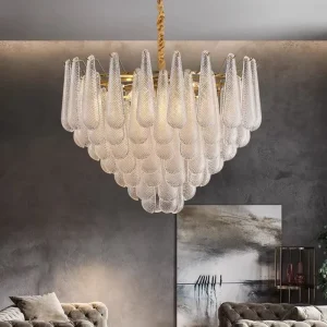 Factory Direct-sale Modern Luxurious Glass Pendant Light Hanging Adjustable Height Glass Chandelier for Living Room Hotel Lobby
