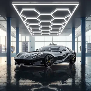 Factory Hexagon Detailing Workshop Led Lights Car Wash Shop Honeycomb Lamp Garage Ceiling Hexagonal Led Work Lights