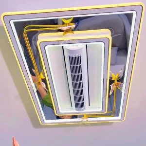 Factory Living Room Remote Control Dc Motor Modern Square LED Dimming Fan Light 120W Bladeless Ceiling Fan With Light