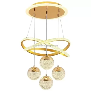 Factory Luxury Cristal Lighting Fixture Pendant 110V 220V 100W Tri-Color Dimmable Remote Chandelier Pendant Lights for Room