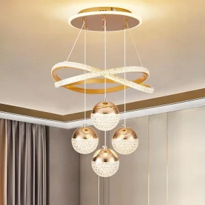 Factory Luxury En Cristal Pendant Lighting Fixture 120V-220V 88W Tri-Color Dimmable Remote Chandelier for Dining Room