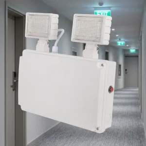 Factory OEM IP65 Waterproof Twin Spot LED Emergency Light LiFePO4 Battery 3 Hour Backup 5000K Daylight Wall Mounted for