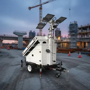 Factory OEM Mobile Solar Security Trailer Solar Light Tower with 4*100W LED Light for Construction Site