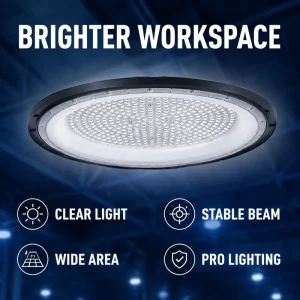 Factory OEM UFO LED High Bay Light 100W 150W 200W IP65 AC85-265V 150LM/W Industrial Warehouse Gym Lighting 5 Years Warranty