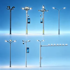 Factory Polygonal Smart LED Street Light Pole with Camera CCTV IP65 Waterproof AC Powered Outdoor Street Lamp