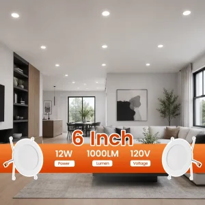 Factory Price Low MOQ 6 Inch 12W 1000LM 5CCT Selectable ETL Listed Dimmable Ultra Thin Flat Retrofit LED Recessed Lighting