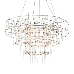 Factory Price Stainless Steel Chrome Finish Modern Chandelier Pendant LED Light 4100K Neutral White Eye-Caring CRI 90 360 Beam