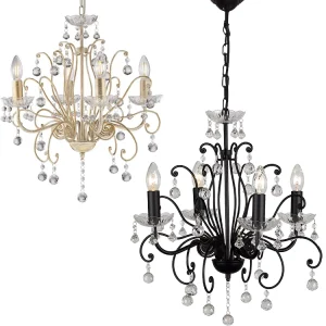 Factory Promotion Flower Wrought Iron Crystal Chain Pendant Light Bedroom Sitting Room Black Modern Chandelier Lamp