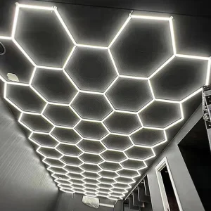 Factory Sell Hexagonal Grid Garage Lamp Led Morden Ceiling for Auto Detailing Shop Garage Lights Led Working Garage Lights