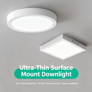 Factory Slim Surface Mount LED Panel Light 3000K 4000K 6500K Adjustable Color Temperature Round Square LED Ceiling Panel Lamp