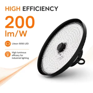 Factory Warehouse 6500K 200 lm Per W LED PC Lens IP65 IK08 7 Year Warranty Power Selectable UFO LED High Bay Light