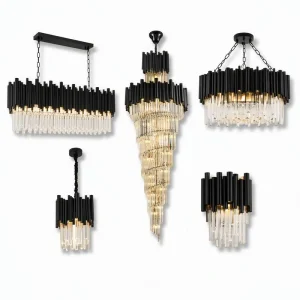 Fancy Crystal Pendant Light Luxury Black Home Design Lustre LED Hanging Modern Chandelier Luxury Lamp for Home Living Room