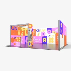 Fast Setup 20x20ft Durable Aluminum Frame with Built-in LED Lights SEG Backlit Fabric Trade Show Display Custom Print Exhibition Booth for Event