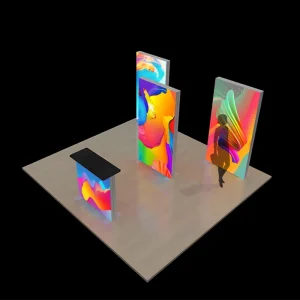 Fast Setup Double Sided Floor Type Light Box for Booth Background Wall Billboard Exhibition Fast Screen Show LED Folding Event