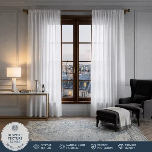 Faux Linen Textured Sheer Curtains Hotel Project Light Filtering Custom Size Contract Grade Hospitality OEM Manufacturer