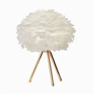 Feather LED Table Lamp Scandinavian Bedside Lamp Decorative Gold Triangle Bedroom Lamp