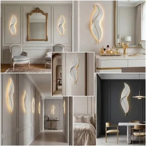 Feather LED Wall Lamp Modern Luxury Creative Art Decorative Wall Sconce for Bedroom Living Room Hallway