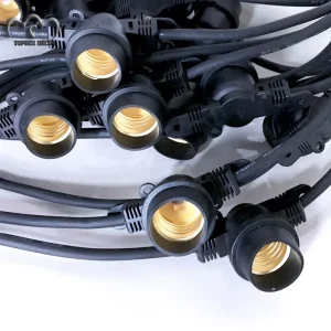Festive Christmas Event Street Decoration Waterproof E27 Heavy Duty Rubber Wire 220V Outdoor Landscape Festoon Belt Light