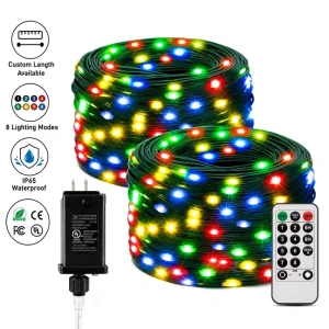 Festoon Lights Ferry Lights Fairy Lamp Outdoor Green Wire LED String Lights IP65 Remote Timer for Christmas Decoration