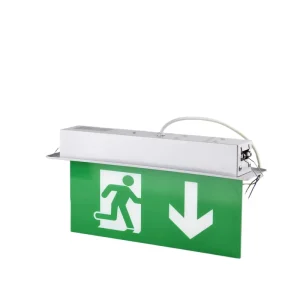 Fire Safety Evacuation Sign Lighting Exit Ceiling Recessed LED Emergency Light IP30 2 Year Warranty Iron Acrylic Li Ion