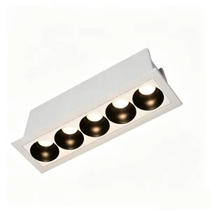 Five Lens Long Strip Anti Glare Embedded Grille Downlight for Fashion Boutique Display Wall Soft Merchandise Showcase Fixture