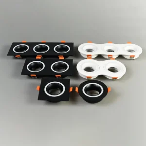 Fixed GU10 MR16 Fixture Fitting Removable Aluminum 1 head 2 head 3 head Recessed Downlight Spotlight Frame for Indoor Lighting
