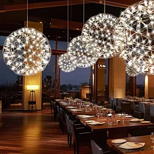 Fixture Round Ball Global Lamps Stainless Steel Chrome Modern Chandelier Light Lighting Led Pendant Sparkle Lights