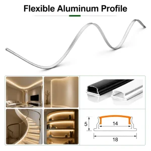 Flexible Curved LED Aluminum Profile Bendable Light Channel for COB LED Strip with Seamless Uniform Illumination