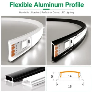 Flexible LED Strip Aluminum Profile for COB SMD LED Strip Bendable Extrusion for Wave Curve Circle Lighting Applications