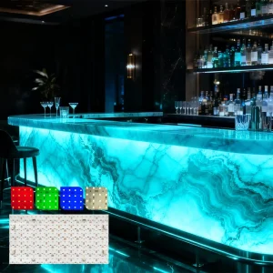 Flexible Ultra Thin RGBW Led Sheet Panel 24V Cuttable Dimmable 5050 SMD LED CRI 80 90 95 High Brightness Marble Onyx 45W 3 Year