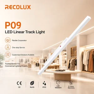Flicker Free LED Linear Track Light With Power Switchable CRI80 90 Commercial Luminaire for Merchandise Display