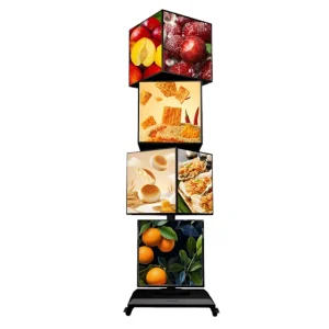 Floor Sign Board LED Light Box Poster Frame Display Outdoor Square Acrylic Rotating Lightbox for Fruit Shops