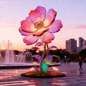 Flower Landscape Lamp Steel Structure Modern Art Style For City Square Cultural Tourism Park