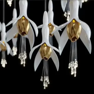 Flower Shape Pendant Chandelier with Other Light Source Metal 4100K Neutral White Living Room Decoration