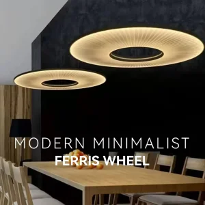 Fluo Nordic Creative Artistic Chandelier Fabric Shade Hanging Ferris Wheel Lighting for Living Room Staircase Pendant Lights