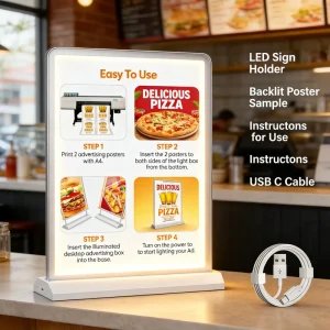 Food and Beverage Front Desk Desktop Display Rack Multi level Dimming LED Light Box USB Charging Luminous Menu Board