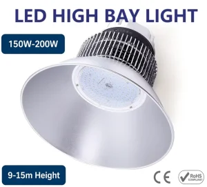 For Fin Mining 200W Factory Industrial Lighting Workshop Warehouse Stadium Chandelier High Bay Aluminum for IP44 6000K