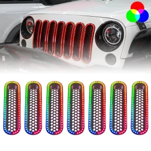 For Jeep Wrangler JK High Quality Ultra-Bright LED Front Grille Lights Waterproof RGB 12V LED Grille Lights