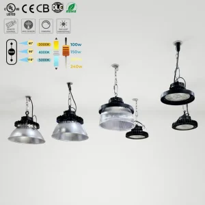 For UFO High Bay Light IP65 Neutral Aluminum 3in1 Watt CCT Beam Angle Switch Remote Controlled Indoor Shopping Mall Workshop