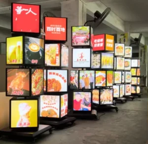 Four layer Rotating Hollow Ultra bright LED Advertising Light Box Used in Restaurants Barbecue Establishments Attract Customers