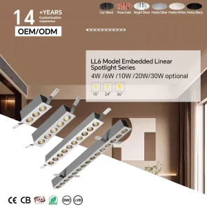 Framed Embedded Linear Downlight AC200 240V Input Voltage Multiple Beam Angle Optional for School Indoor Lighting