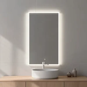 Frameless LED Bathroom Mirror Frontlit & Backlit Injection Molded Frame Copper Free Anti Black Edge IP44