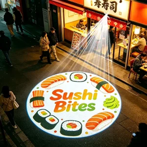 Free Custom Commercial LED Gobo Logo Projector Lamp Outdoor Waterproof Advertising Light for Restaurant Sushi Shop Signs Display