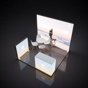Free Design Aluminum Alloy LED Light Boxes Dye Sublimation Printing Foldable Modular Metal Advertising Booths Portable Durable