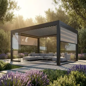 Freestanding Ventilated Aluminum Gazebo Canopy with UV Block Sunshade Louver Pergola for Balcony Backyard Yoga Studio Home Gym