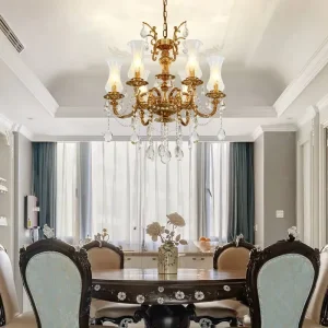French Chandeliers for Living Room Crystal Pendant Light Luxury Brass Antique Chandelier for Villa Decoration